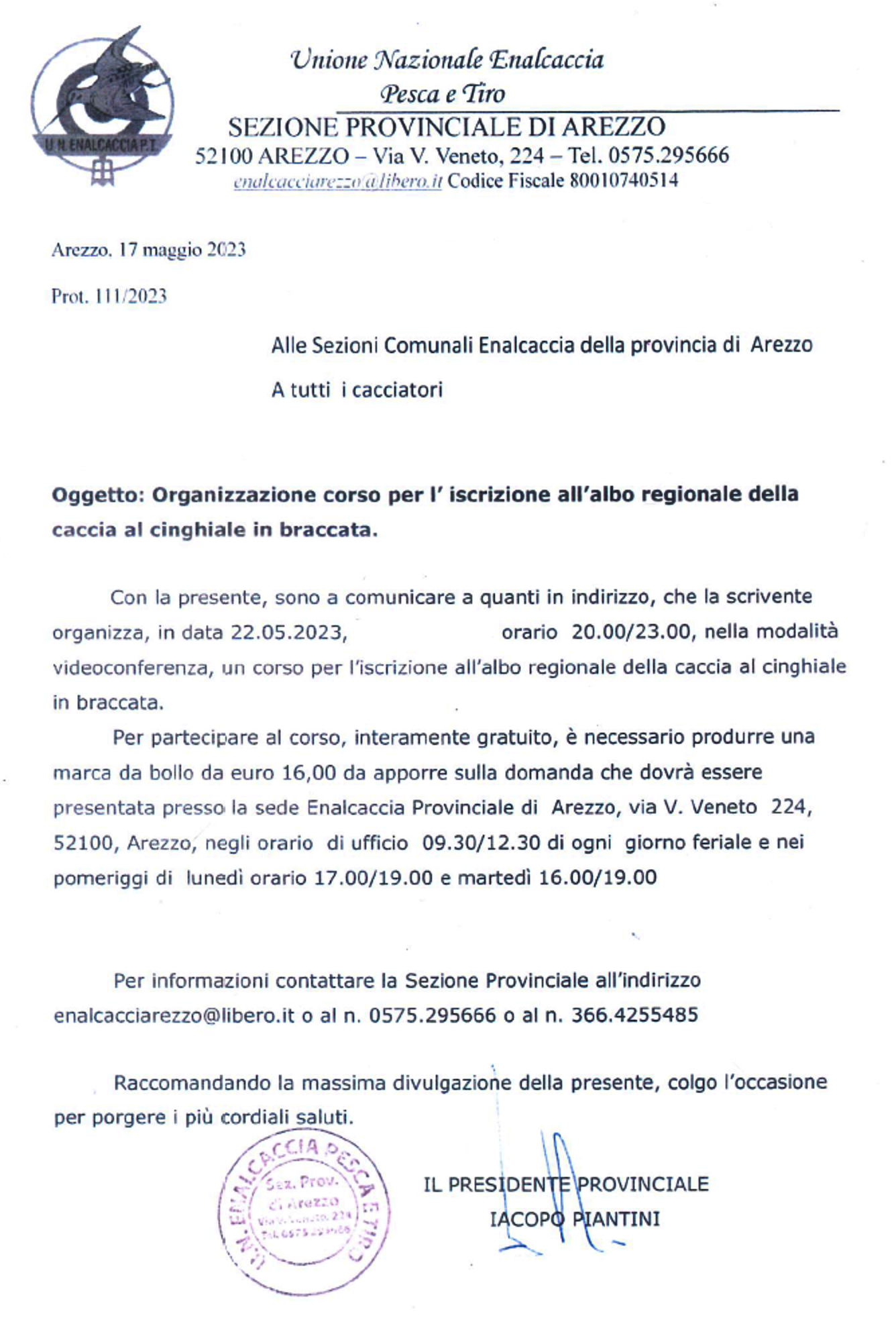 Corso per l'iscrizione all'Albo Regionale per la Caccia al Cinghiale in Braccata - (22/5/2023)